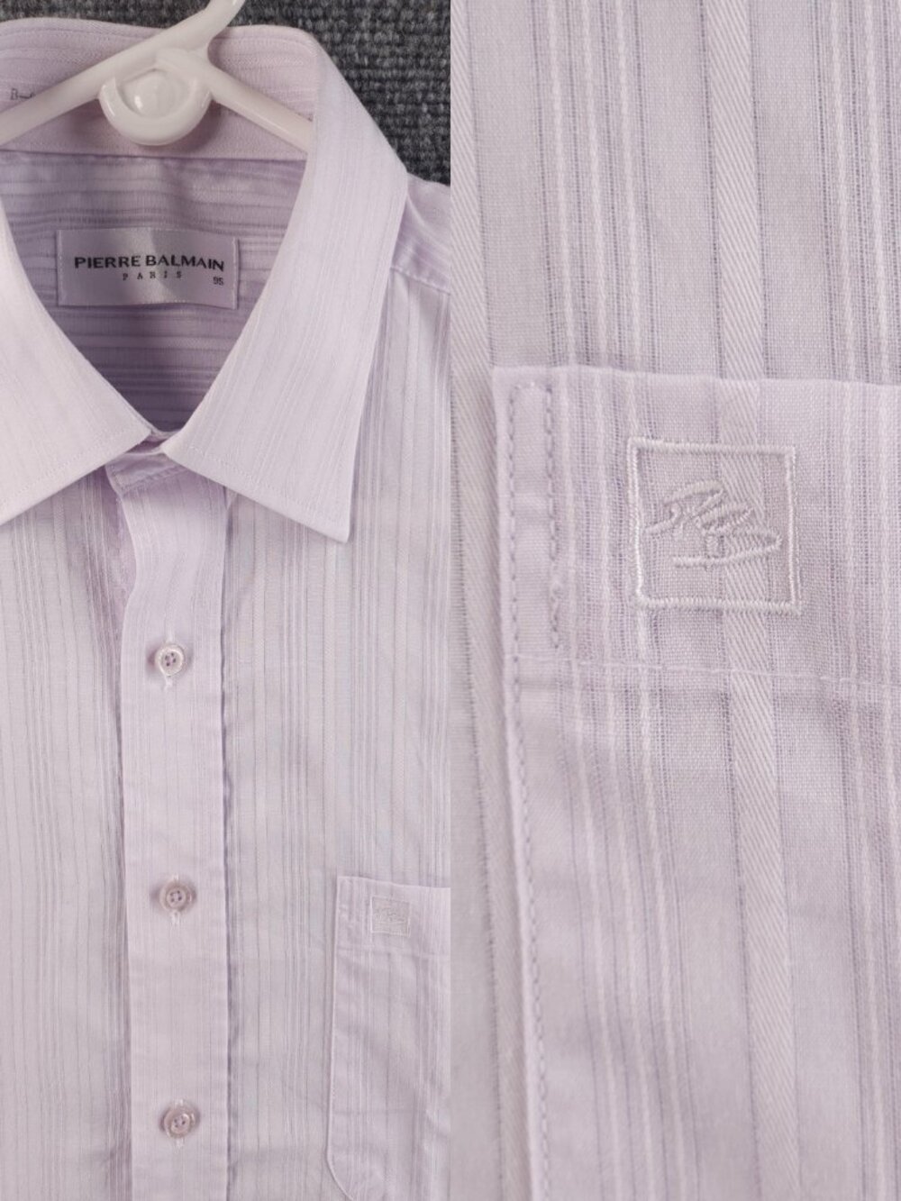 Balmain Lightweight Striped 95 Short Sleeve Purple Pocket Shirt Button Up Men